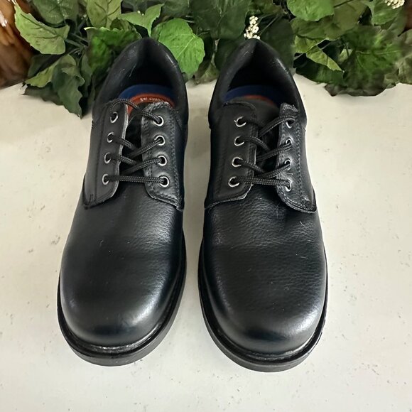Dr. Scholls Mens Black Oil & Slip Resistant Leather Work Shoes Advanced Comfort - Picture 1 of 7
